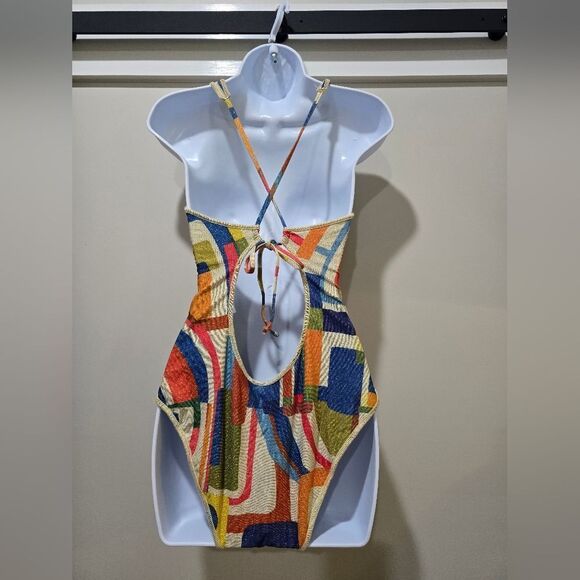 BECCA Midcentury Metallic One-Piece Swimsuit NWT Size Large Multi-color - Picture 4 of 5